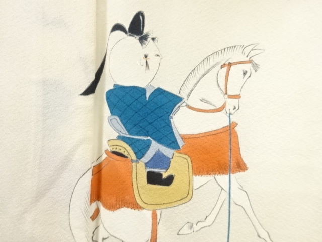 JAPANESE KIMONO / ANTIQUE HITOE KIMONO / GOSHO DOLL & HORSE